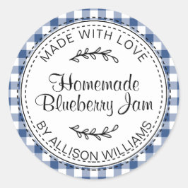 Adesivo Redondo Geléia Caseira de Mirtilo Azul Rústica Moderna Xad