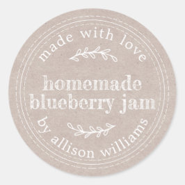 Adesivo Redondo Geléia Caseira Rústica de Mirtilo Embalagem de Pap