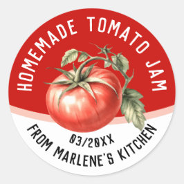 Adesivo Redondo Geléia de tomate caseira comestível com tomate ver