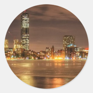 Adesivo Redondo Gelo derretido parcialmente em Charles River em