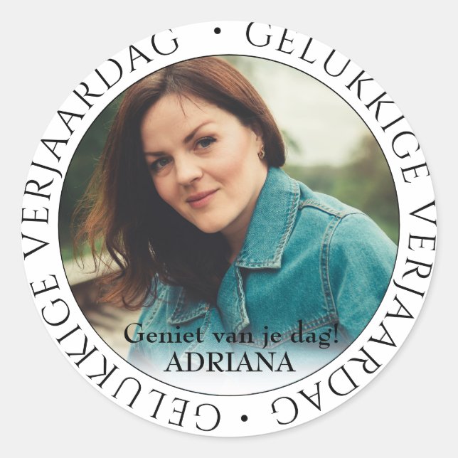 Adesivo Redondo gelukkige verjaardag (Frente)