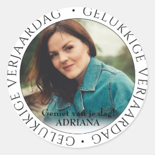 Adesivo Redondo gelukkige verjaardag
