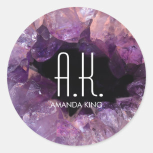Adesivo Redondo Gem Geode Roxo
