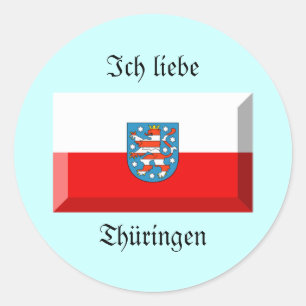 Adesivo Redondo Gema da bandeira de Thuringen