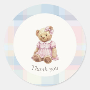 Adesivo Redondo Gêmeos Beary Primeiro Aniversário Menina