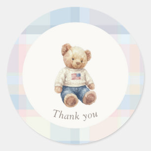Adesivo Redondo Gêmeos Beary Primeiro Aniversário Menino