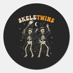 Adesivo Redondo Gêmeos Halloween Correspondente Skeletwins Dança D