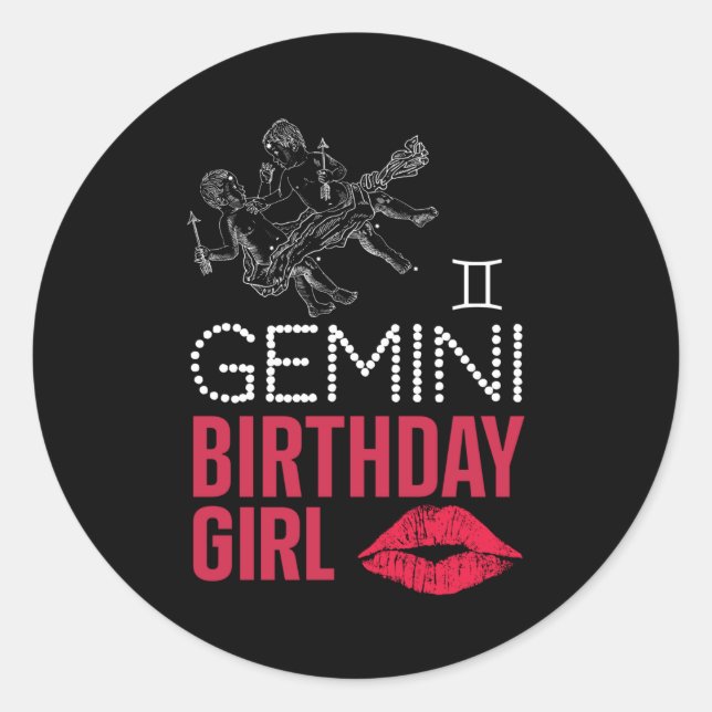 Adesivo Redondo Gemini Birthday Girl (Frente)