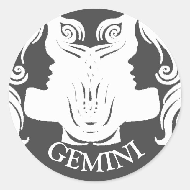 Adesivo Redondo Gemini gêmeos Sinal de Horoscópio Zodiac (Frente)