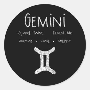 Adesivo Redondo Gemini Horoscope Astrology Star Sinal de Astrologi