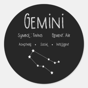 Adesivo Redondo Gemini Horoscope Astrology Star Sinal de Astrologi