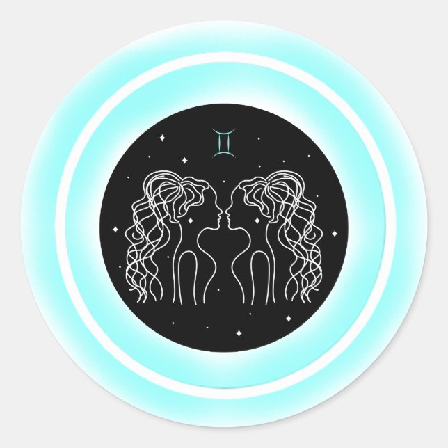 Adesivo Redondo Gemini Symbol – Minimal Astrology Emblem (Frente)