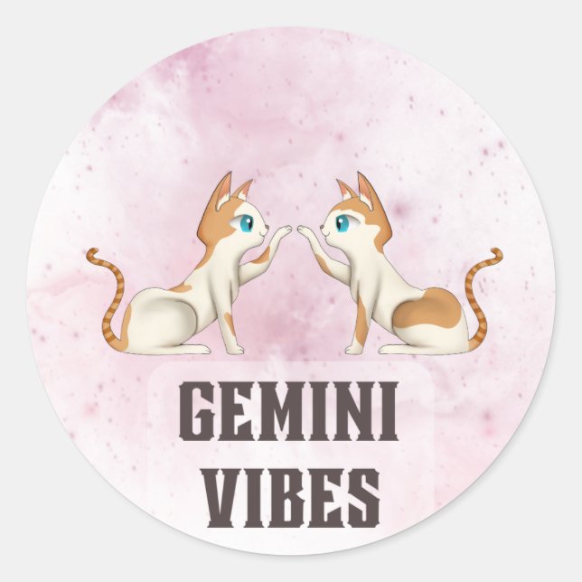 Adesivo Redondo Gemini Zodiac Decal para Amantes de Astrologia (Frente)