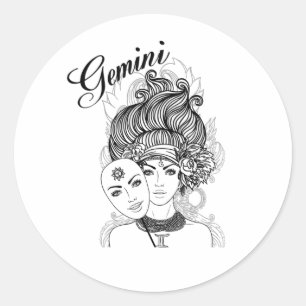 Adesivo Redondo Gemini Zodiac Design