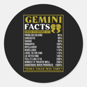 Adesivo Redondo Gemini Zodiac Fatos Zodiac Fatos Gemini