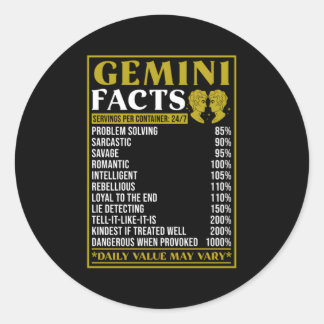 Adesivo Redondo Gemini Zodiac Fatos Zodiac Fatos Gemini