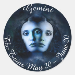 Adesivo Redondo Gemini Zodiac Horoscope Mystical Twins Sticker