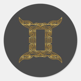 Adesivo Redondo Gemini Zodiac - Tribal Dourado