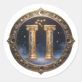 Adesivo Redondo Gemini Zodiac Twins