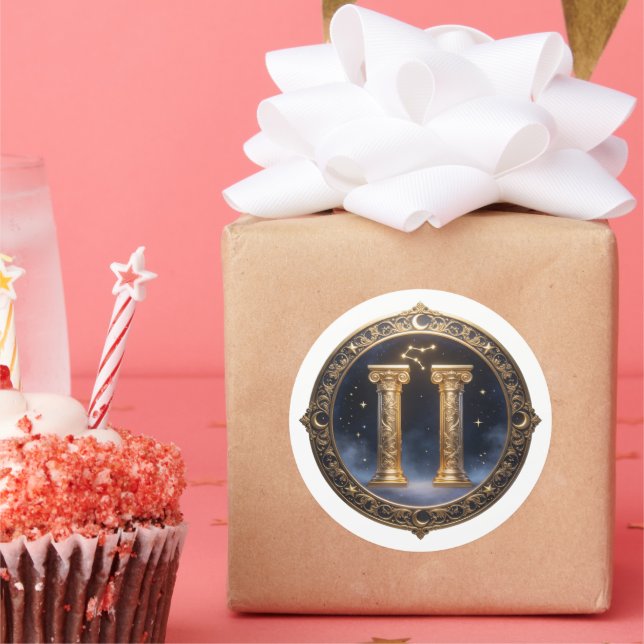 Adesivo Redondo Gemini Zodiac Twins (Festa)