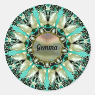 Adesivo Redondo GEMMA ~ Padrão de Abstrato brilhante ~ Personaliza
