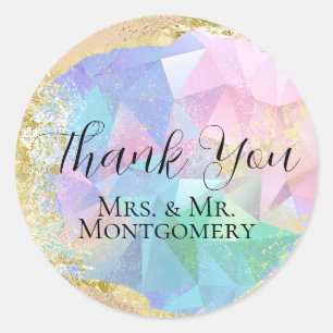 Adesivo Redondo Gemstone de Opal Glamorosa com Dourado