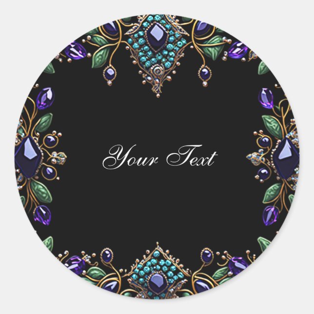 Adesivo Redondo Gemstone Floral Sticker (Frente)