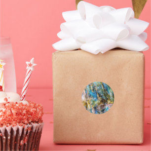 Adesivo Redondo Gemstone Labradorite Verde Azul