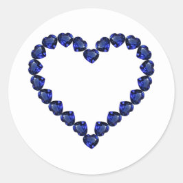 Adesivo Redondo Gemstone Sapphire Blue Heart