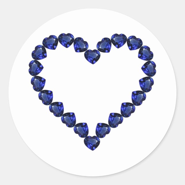 Adesivo Redondo Gemstone Sapphire Blue Heart (Frente)