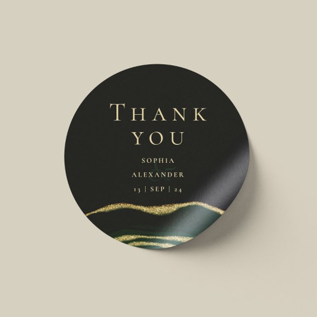 Adesivo Redondo Gemstone verde, ouro e brilho (Criador carregado)