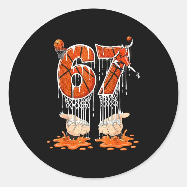 Adesivo Redondo Gen Alpha Slang Kids 67 Basketball Ice Cream Drip  (Frente)