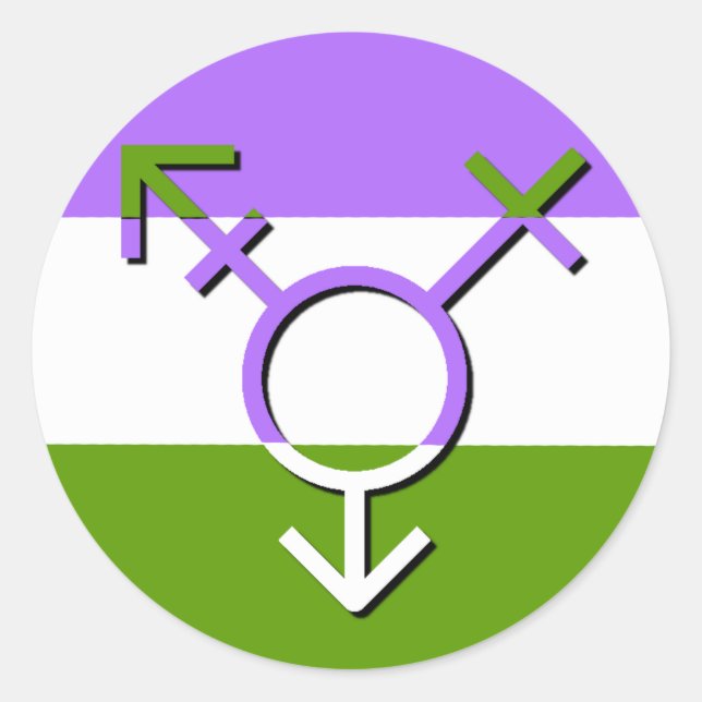 Adesivo Redondo Genderqueer LGBTQA da Revolução de Gênero Não-Biná (Frente)