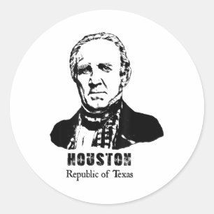 Adesivo Redondo General Presidente Sam Houston República do Texas