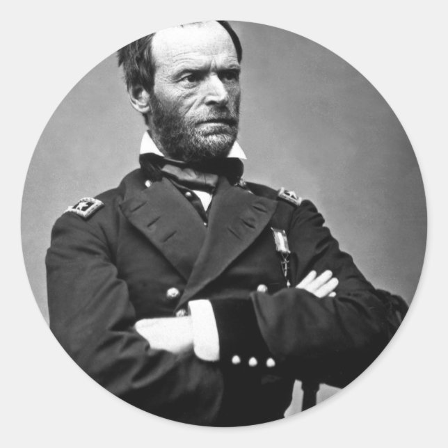 Adesivo Redondo General William Tecumseh Sherman, 1865. (Frente)