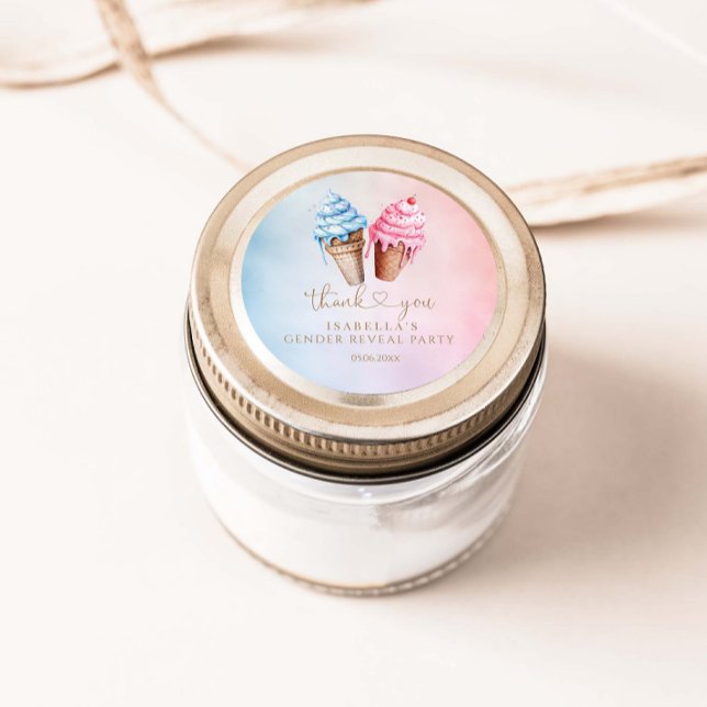 Adesivo Redondo Gênero do sorvete Revela o que é a colher (Criador carregado)