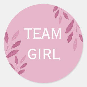Adesivo Redondo Gênero revela Team Girl cor rosa-d-água floral