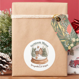 Adesivo Redondo Gengibre Natal Holiday Snow Globe