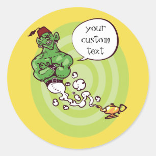 Adesivo Redondo gênio do desenho da lâmpada de aladim