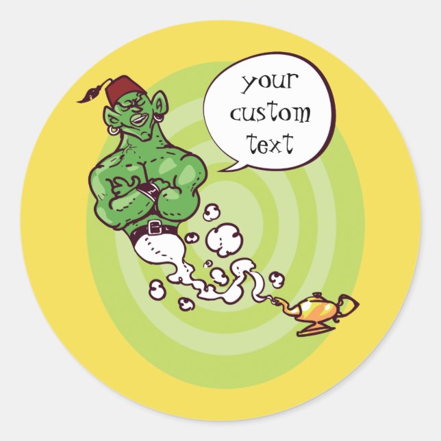 Adesivo Redondo gênio do desenho da lâmpada de aladim (Frente)