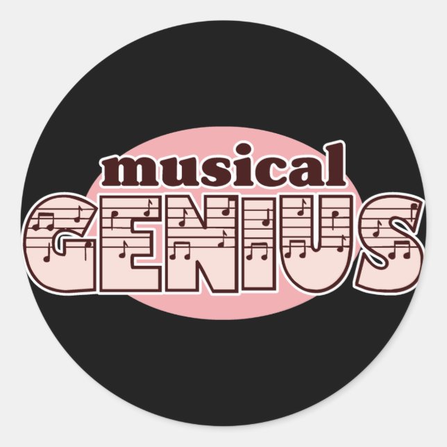 Adesivo Redondo Gênio Musical Rosa (Frente)
