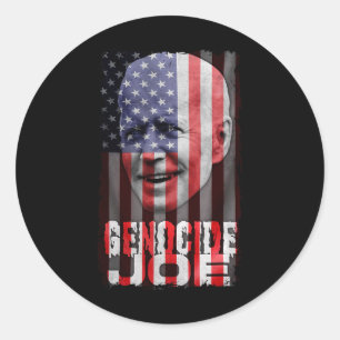 Adesivo Redondo Genocídio Joe Biden Anti-Biden American Flag Vampi
