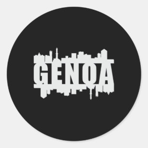 Adesivo Redondo Génova Itália Cidade Skyline Cityscape Funny Gif