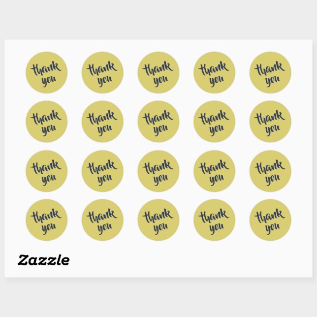 Adesivo Redondo Gentle Warm Yellow Thank You Classic Round Sticker (Folha)