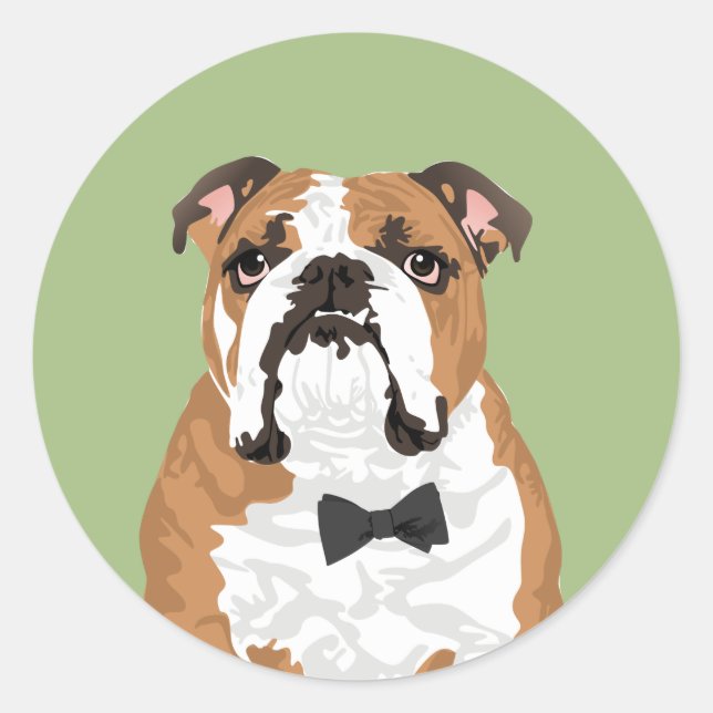 Adesivo Redondo Gentleman English Bulldog Sticker for Dog Lovers (Frente)