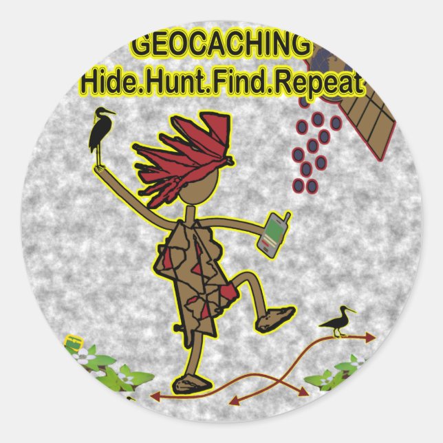 Adesivo Redondo Geocaching Ocultar Busca (Frente)