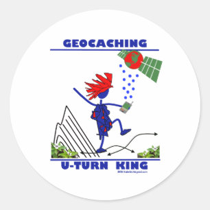 Adesivo Redondo Geocaching U Turn King
