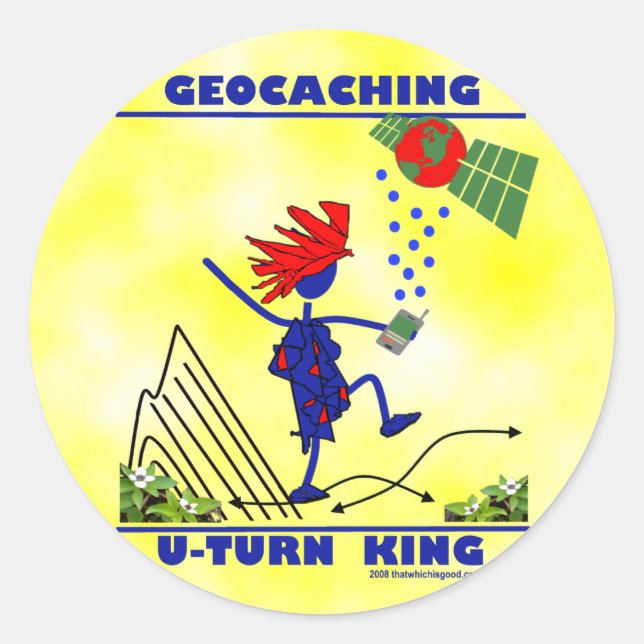 Adesivo Redondo Geocaching U Turn King (Frente)