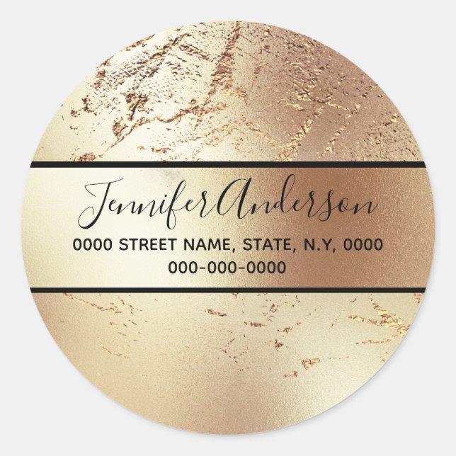 Adesivo Redondo Geode textura de mármore metálico com aspecto de s (Frente)