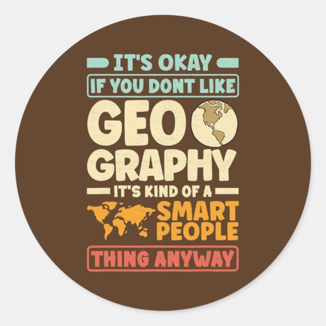 Adesivo Redondo Geography Geographer Cartography Funny  (Frente)